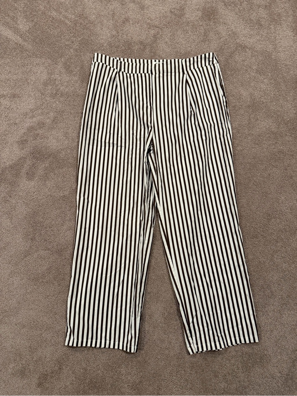 4th & Reckless 2X Brown Cream Striped Wide Leg Pants